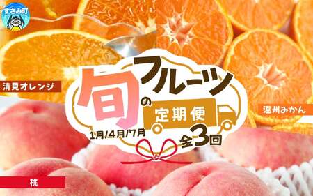 定期便【全3回/1・4・7月】紀州和歌山産旬のフルーツ定期便 (みかん・清見オレンジ・桃)【tkb381】