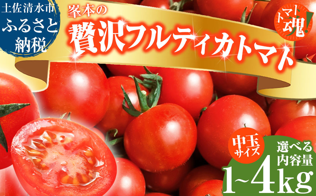 
            トマト魂！峯本の贅沢フルティカトマト（中玉サイズ）1~4kg 1~4キロ ミディトマト フルーツトマト トマト ふるさと納税 フルティカ とまと サラダ 野菜 美味しい【R01409-1】
          