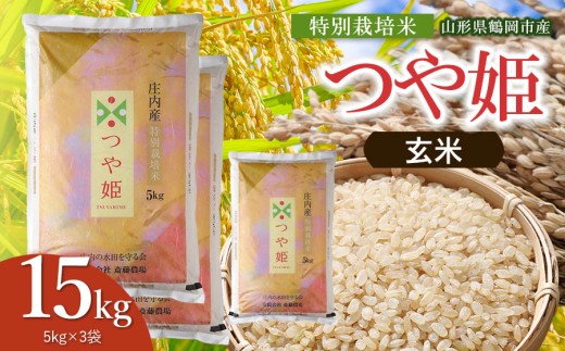 【令和8年産 新米】 斎藤農場の特別栽培米 つや姫 玄米 15kg（5kg×3袋） 山形県鶴岡市 [K-8111] | つやひめ 15キロ 米どころ 庄内米 ブランド米 米 コメ こめ ご飯 ごはん 美味しい お取り寄せ 農家直送 東北 山形 鶴岡市 国産 おすすめ 人気 返礼品