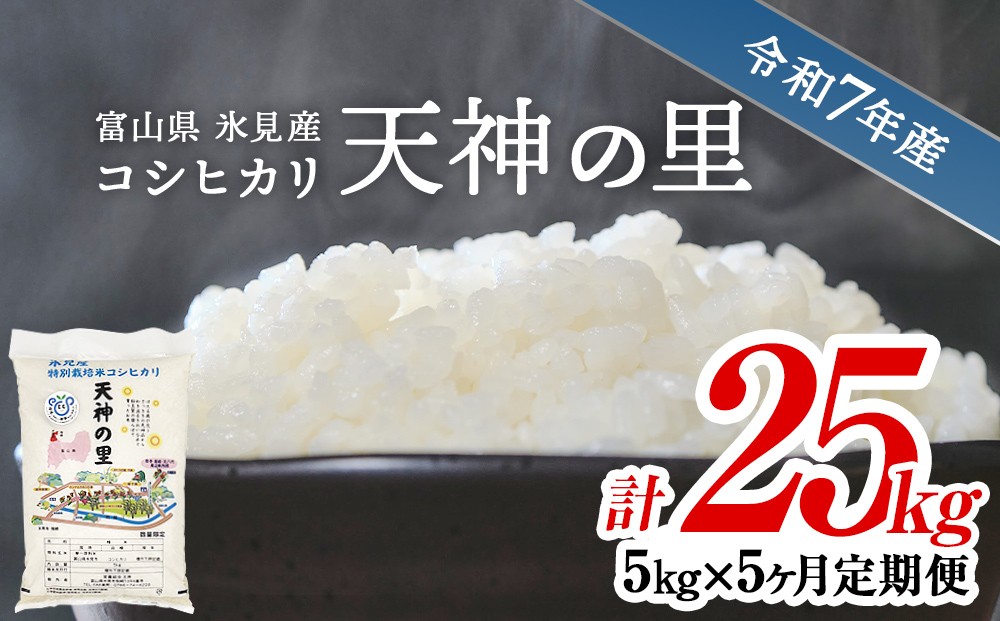 
            【特別栽培米】 〈5ヶ月定期便〉 令和7年産 富山県産 コシヒカリ 天神の里５kg　
          