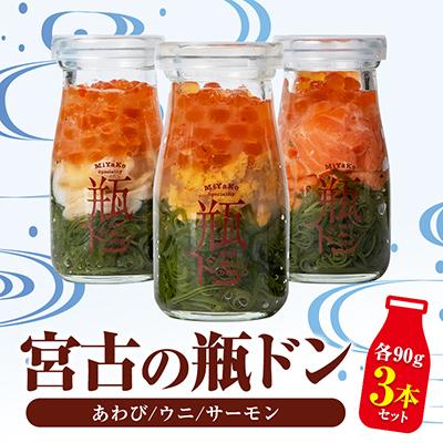 ふるさと納税 宮古市 宮古の瓶ドン 贅沢3本セット(あわび・サーモン・ウニ) 各90g