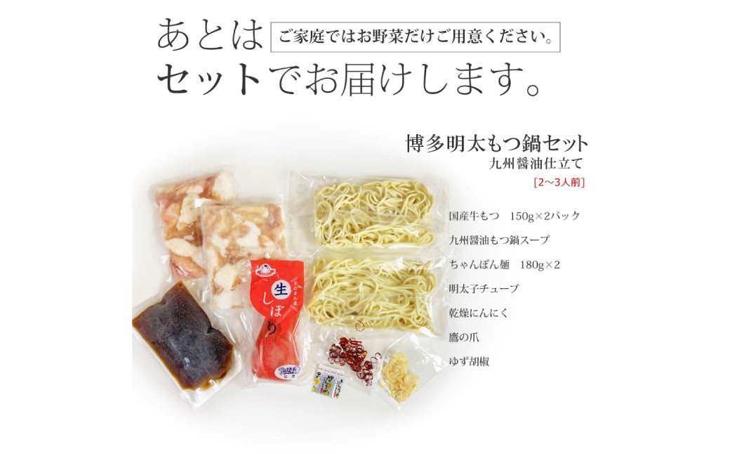 博多明太醤油もつ鍋セット（2～3人前）