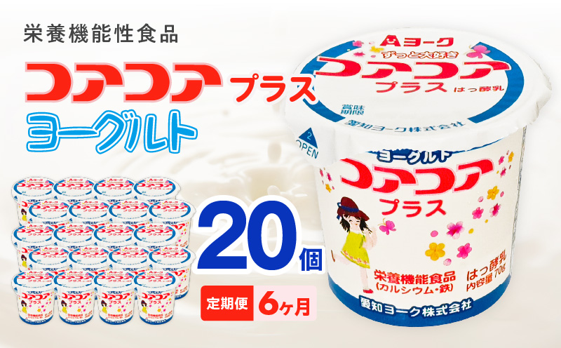 【6ヶ月定期便】愛知ヨーク　コアコアプラスヨーグルト　20個入