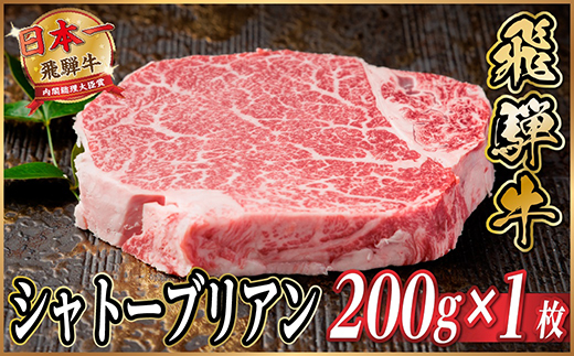 飛騨牛 シャトーブリアン 約200g(約200g×1枚)  黒毛和牛 ステーキ牛肉【配送不可地域：離島】【1733118】