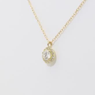 K18　0.2ct　up　取り巻き　ダイヤモンド　ペンダント