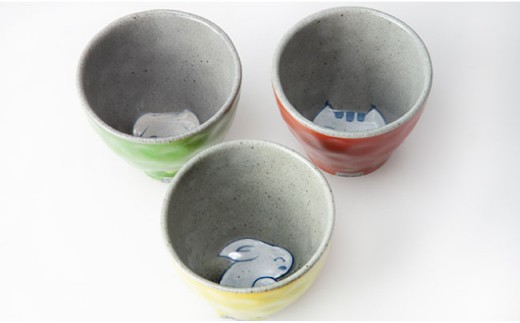 【波佐見焼】動物マルチ カップ ３色セット【國右エ門窯】 [VB06]