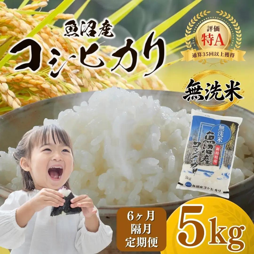 魚沼産コシヒカリ 無洗米 30kg 新潟県 |おこめ 5キロ×6回 隔月 定期便 特A評価 無洗