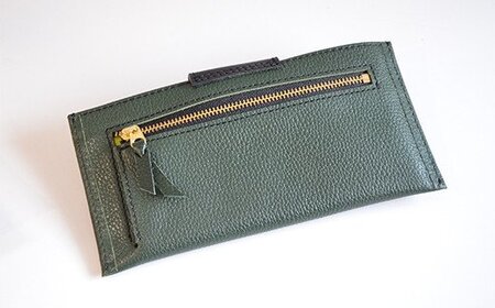 スマート長財布（シュリンクレザー・グリーン）　BK006