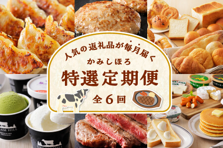 【定期便全6回】 アイス 牛肉　サーロイン バター・チーズ　乳製品 冷凍ハンバーグ 冷凍パン 冷凍餃子｜かみしほろ特選定期便 6ヵ月コース 人気　定期便