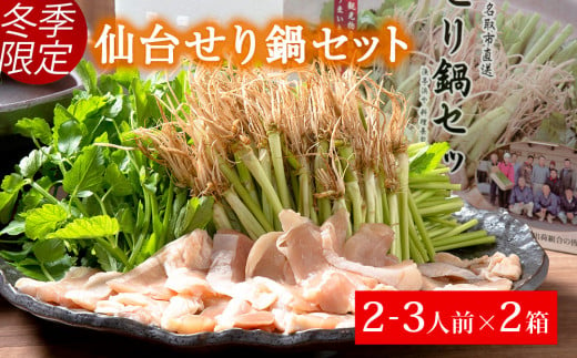 
【お届け日時指定必須】漁亭 浜や 名取名産　美味なる根っこを食す「せり鍋セット」2～3人前×2箱セット
