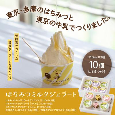 ふるさと納税 あきる野市 はちみつミルクジェラート10個セット(はちみつ2種各1瓶付き)
