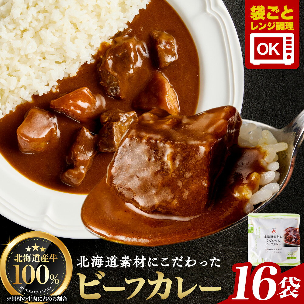 【ふるさと納税】 北海道産 牛肉 ビーフカレー セット 計16袋 スパイス まろやか ビーフ カレー 煮込み料理 お取り寄せ グルメ 本格 惣菜 簡単調理 レンジ レンチン 常備食 防災 備蓄 非常食 詰め合わせ 常温 北海道 札幌市