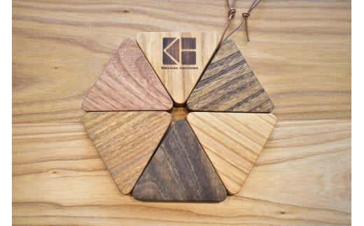 鍋敷き・壁掛けオブジェ（北海道産エルム無垢材使用）　F030