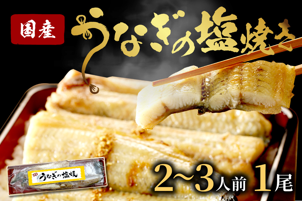 "新月の塩"使用　うなぎの塩焼き2～3人前(1尾)　ふるさと納税 鰻  国産 ウナギ 塩焼き うな丼 うな重 惣菜 京都 ギフト 贈り物 お祝い　AN00097