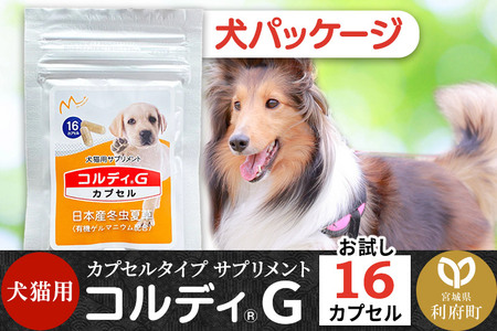 犬 猫 いつものエサにプラス！ペット用サプリメント コルディG 16カプセル(犬猫用) 犬パッケージ