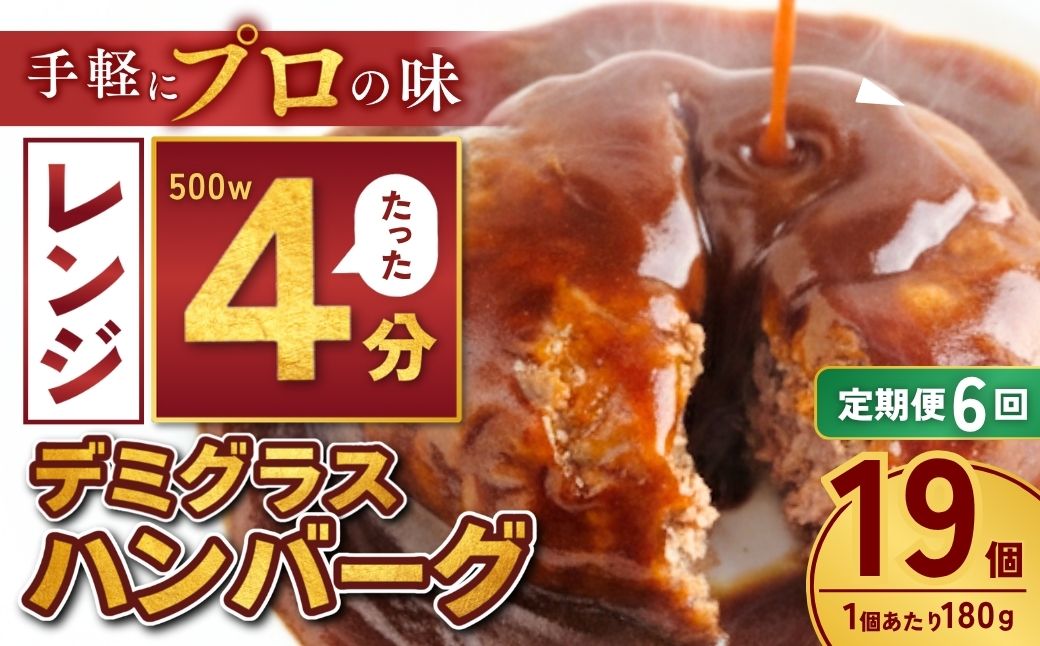 【定期便6回】本格デミグラス ハンバーグ 180g×19個 計2.3kg | 冷凍 小分け ハンバーグ デミグラスソース 牛 豚 惣菜 お弁当 おかず 粗びき レンジ レンチン 温めるだけ 簡単調理 小分け 茨城県 龍ケ崎市