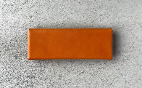 本革 ノンステッチのペンケース 栃木レザー　キャメル