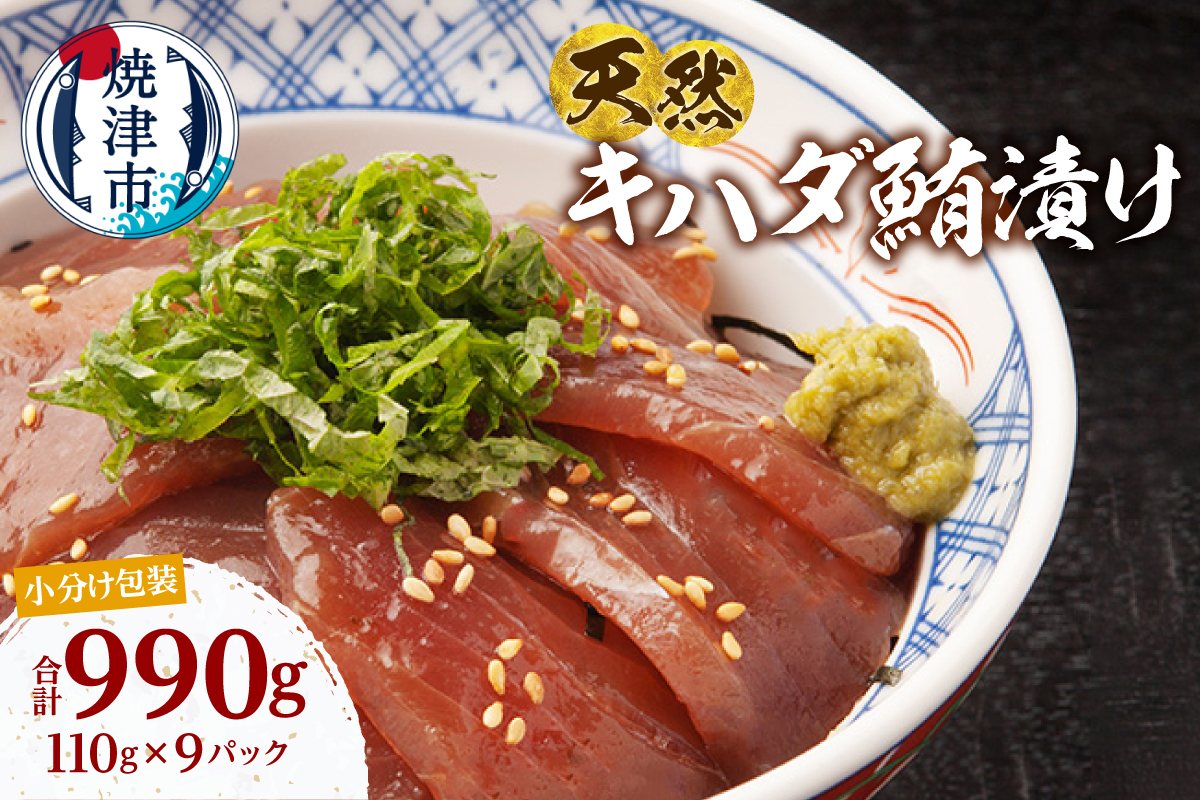 a10-1275　天然 キハダマグロ 漬け 小分け セット 赤身 1パックあたり 110g 海鮮丼 刺身 寿司 漬け丼 焼津 海の極 990g（110g× 9パック）