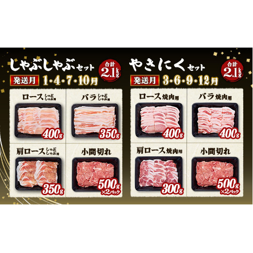 【6ヶ月定期便】宮崎県産 いもこ豚 月替わり定期便12.72kg 6回 毎月 お楽しみ 満喫 満足 堪能 セット しゃぶしゃぶ 切り落とし 小分け 豚 豚バラ ロース 肩ロース スライス 小間切れ 豚