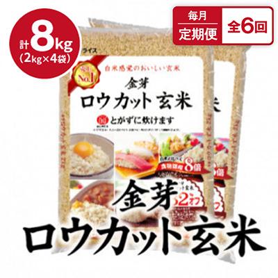 ふるさと納税 田尻町 【毎月定期便】金芽ロウカット玄米 8kg(2kg×4袋)ふっくら柔らかい美味しさ!全6回