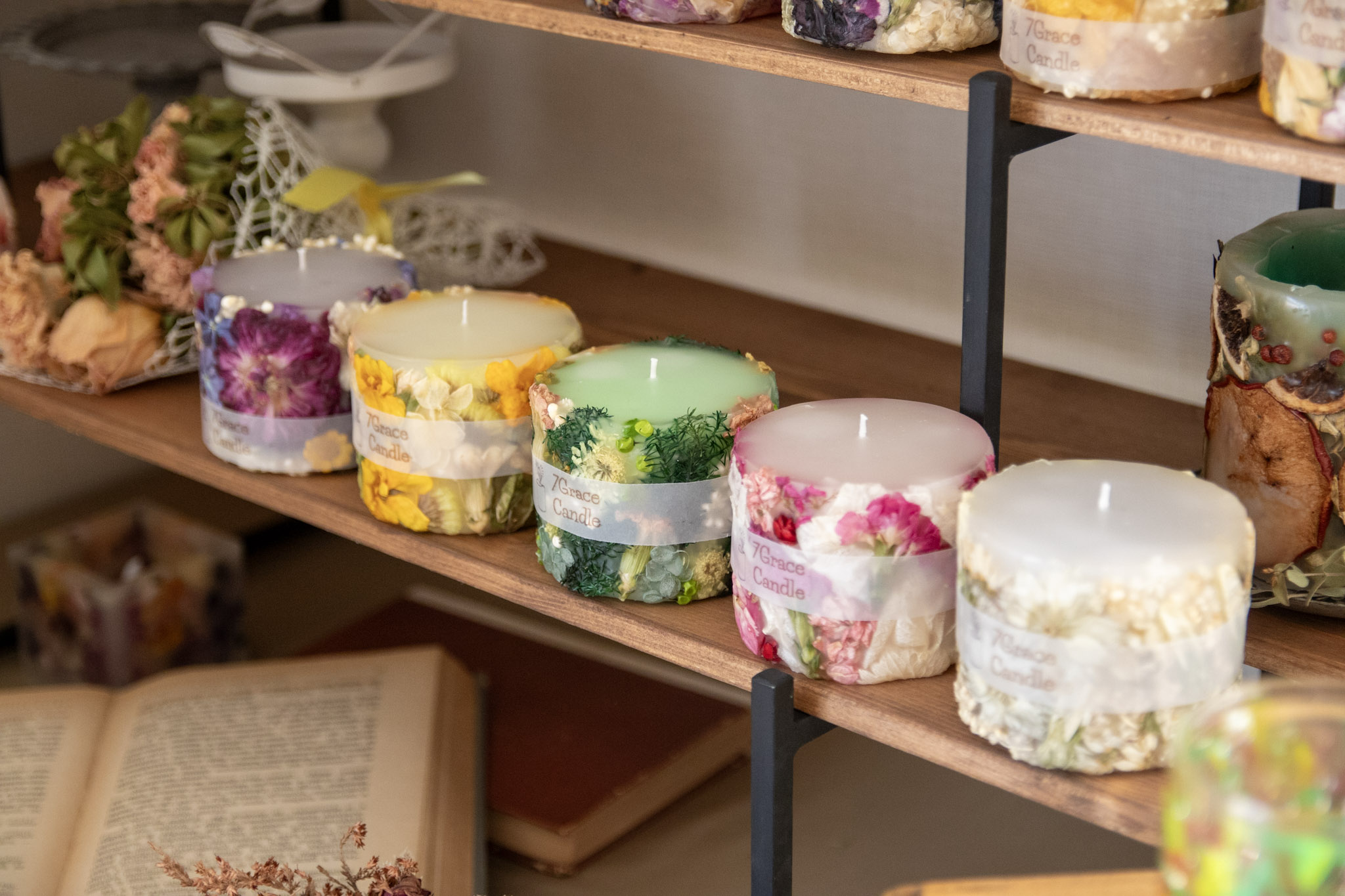 ボタニカルキャンドルとアロマサシェのセット イエロー / インテリア 雑貨 ドライフラワー ハンドメイド プレゼント ギフト