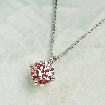 ふるさと納税 大津市 プラチナ900【0.2ct ラボピンクダイヤモンドネックレス】クラウン王冠 優しい輝き ペンダント