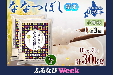 【ふるなびWEEK対象】【令和7年産先行予約】北海道 定期便 3ヵ月連続3回 令和7年産 ななつぼし 5kg×2袋 特A 精米 米 白米 ご飯 お米 ごはん 国産 北海道産 ブランド米 おにぎり ふっくら 常温 お取り寄せ 産地直送 R7年産【1月発送開始】