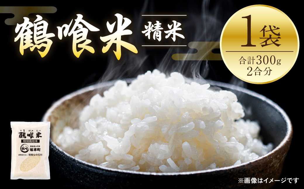 【先行予約】 《令和7年産》 鶴喰米 精米300g(2合分) ×1袋 くまさんの輝き お米 米 白米 精米 ご飯 熊本県産 国産 食べきりサイズ ポスト投函 【2025年10月中旬より順次発送】
