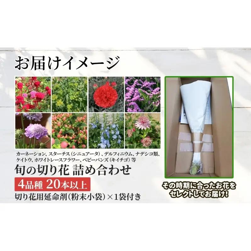 ＜10月配送＞ 北海道 花 詰め合わせ 4品種 20本以上 切り花 切花 花束 ブーケ 季節 旬 生花 フラワー アレンジメント 記念日 産地直送 