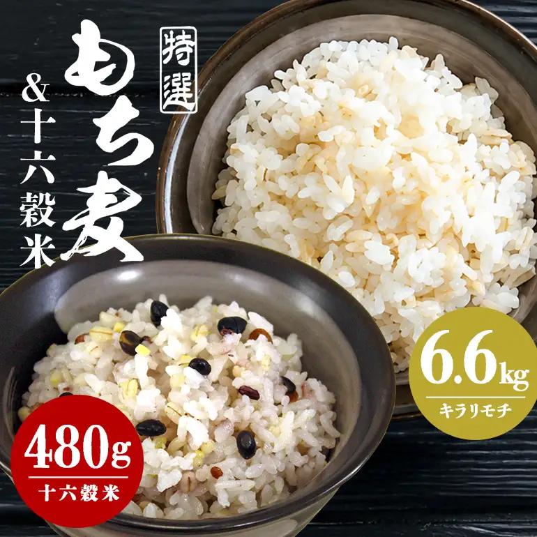広島県安芸高田産 特選もち麦 キラリモチ 6.6kg + 国内産十六穀米 480g セット A26-009