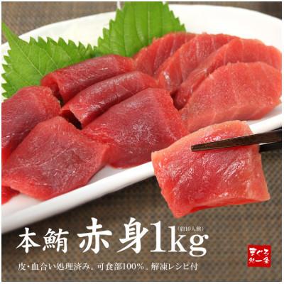 ふるさと納税 いわき市 【毎月定期便】本マグロ赤身 真空包装 [約1kg(5〜9サク)]全6回