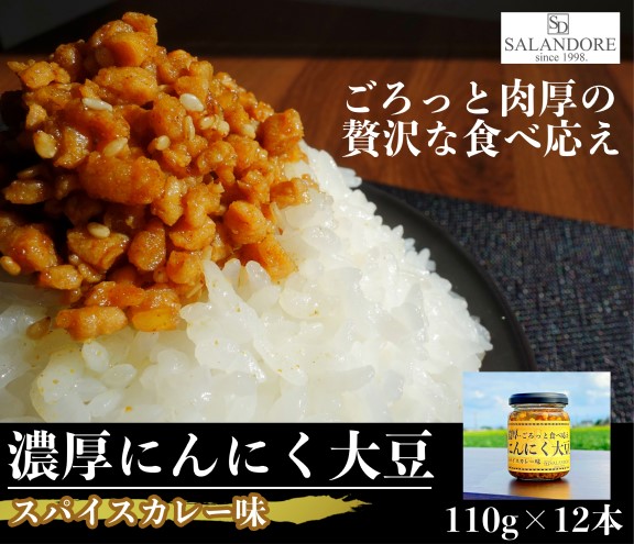 濃厚にんにく大豆_スパイスカレー味_12本セット 加工食品 豆類 大豆ミート 独自製法 高たんぱく 食物繊維 ミネラル ビタミン オリジナルの味付け 