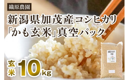【令和7年産】新潟産コシヒカリ「かも米」玄米10kg （5kg×2袋）真空パック 【無農薬・無化学肥料】 従来品種コシヒカリ 加茂市 織原農園
