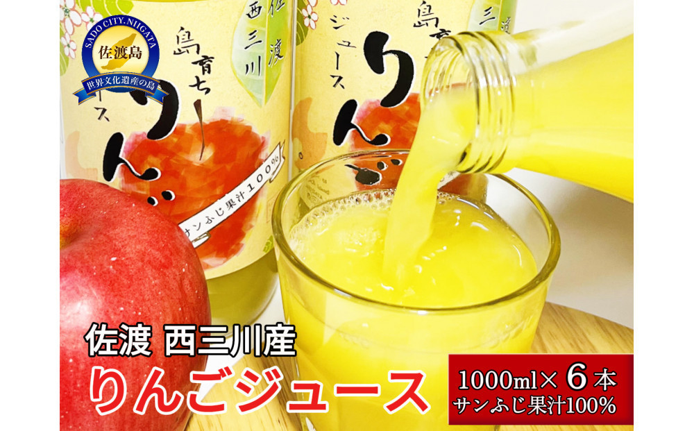 
            りんごジュース 新潟 佐渡産 サンふじ 果汁 100% ストレート 1L×6本
          