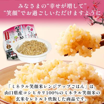 ふるさと納税 防府市 「幸せます ミネラル笑顔米 防府天満宮奉納米」のレンジアップごはん(玄米)150g×20個 |  | 01