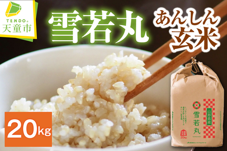 【2026年3月上旬発送】令和7年産 【 あんしん玄米 】 雪若丸 20kg 米 玄米 山形 07-01-187-03A