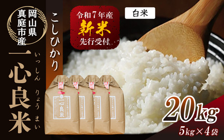 【令和7年産先行予約】 真庭市産コシヒカリ 米ぬか牡蠣栽培米 『 一心良米 』 白米 20kg(5kg×4袋) / 新米 お米 いっしんりょうまい 岡山県 真庭市 白米 米 コシヒカリ こしひかり 人気 ブランド米 新米 令和7年産 2025年産 【takenaka029-01】