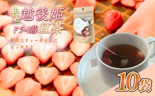 紅茶 ふわっと越後姫とふわっとドライ苺紅茶 各10袋セット 上越市 新潟 茶 苺 苺の花ことば