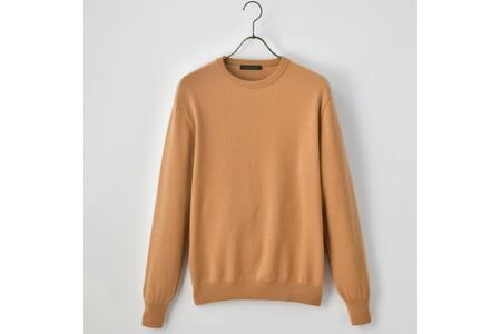 ベビーカシミヤ　クルーネック　メンズ　Mサイズ　【キャメル】 【178002-1】 ｶｼﾐﾔ 天然素材 ｾｰﾀｰ 服 国産 国内製造 ﾍﾞﾋﾞｰｶｼﾐﾔ