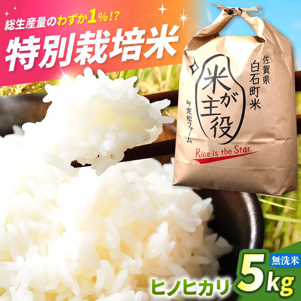 【先行予約】【令和7年度産】こだわりの特別栽培！無洗米　ヒノヒカリ 5kg 【有限会社定松ファーム】 [IBV006]