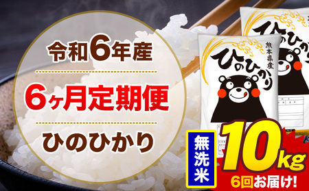 【6ヶ月定期便】令和6年産 無洗米 10kg 米 ひのひかり《お申込み月の翌月から出荷開始》熊本県 菊池市 国産 熊本県産 白米 精米 無洗米 送料無料 ヒノヒカリ こめ お米