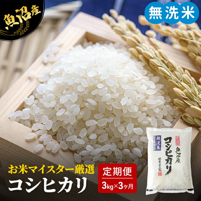 【ふるさと納税】無洗米 定期便 3ヶ月 コシヒカリ 3kg 米 白米 お米 魚沼産コシヒカリ 新潟米 新潟 魚沼市 定期 3回　お届け：寄附入金確認後の翌月より発送