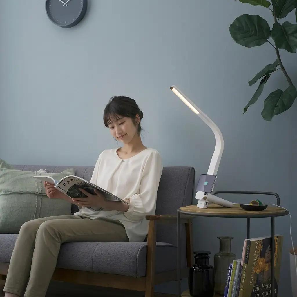LEDデスクライトQi充電シリーズ 縦置きタイプ 調光・調色 デスクライト