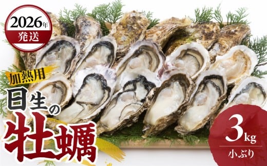 ＜先行受付スタート＞【2026年4月中旬発送】日生 牡蠣（小ぶり）3kg （発泡スチロールにてお届け！）【生鮮 牡蠣 3kg 日生産 ひなせ カキ かき 海のミルク 加熱用 小ぶり】