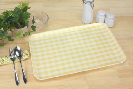 【ブルー×イエロー2枚組】タツクラフト ST ランチョン トレー L 39cm ミルキー チェック 