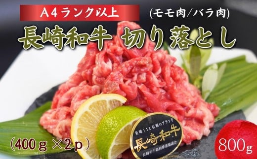 
長崎和牛　切落し800g【C0-022】 牛肉 長崎和牛 モモ肉 バラ肉 切落し 野菜炒め 400g×2パック
