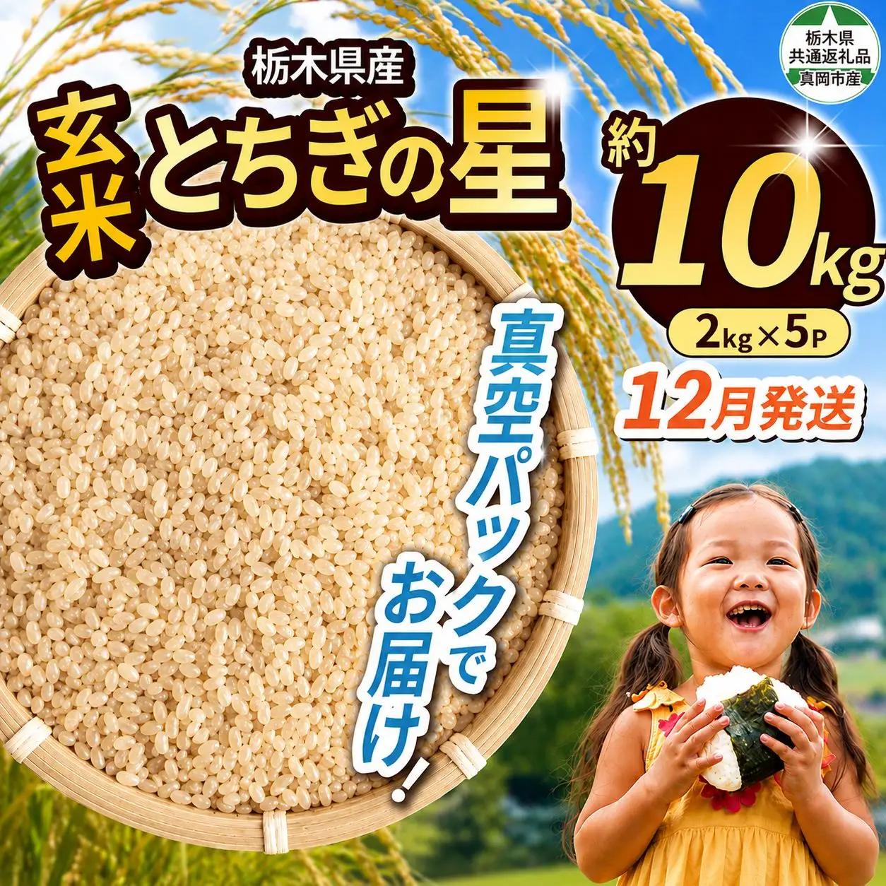 【栃木県共通返礼品】【先行予約】【12月発送分】令和8年度新米 栃木県産とちぎの星（玄米真空パック) 約2kg×5  |  栃木県 那珂川町 送料無料