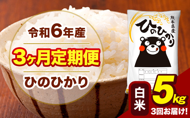 令和6年産 【3ヶ月定期便】 白米 米 ひのひかり 5kg《お申し込み月の翌月から出荷開始》熊本県 大津町 国産 熊本県産 白米 送料無料 ヒノヒカリ こめ お米---hn6tei_45000_5kg_mo3_oz_h---