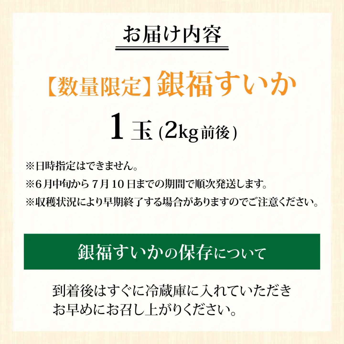 【先行予約】【数量限定】銀福（ぎんぷく）すいか 1玉「2026年6月中旬より順次発送」[A-022004] / スイカ スイカ