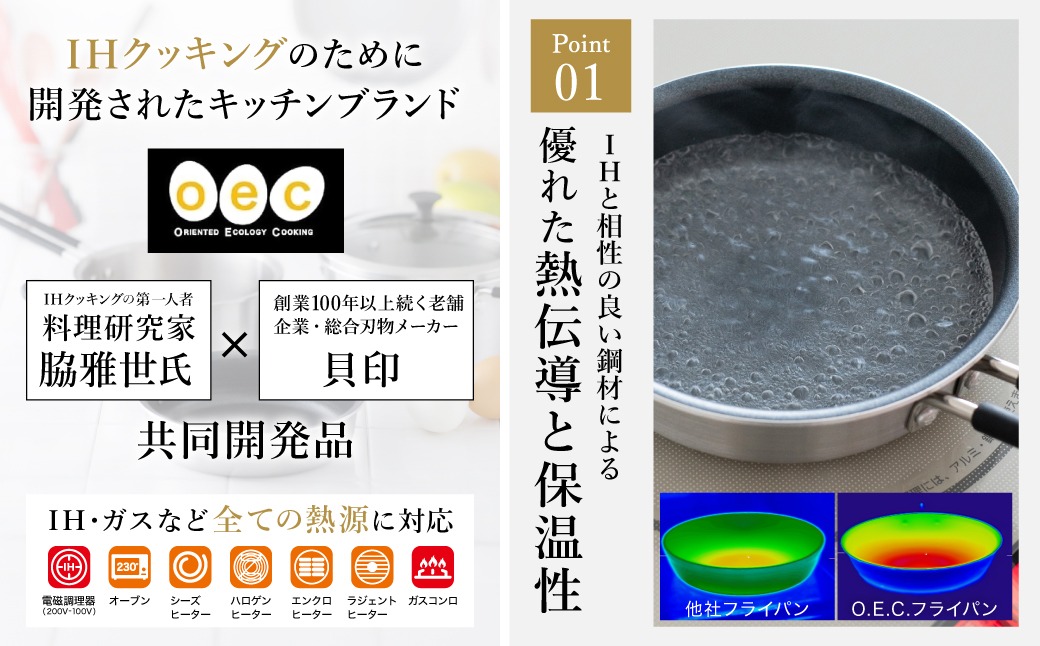 貝印 料理研究家 脇雅世監修 o.e.c ミニマ　両手深型鍋 15cm ガラス蓋付 2点セット 000DY5208 OEC オーイーシー IH ガスコンロ オーブン 対応 関市 キッチンツール 料理 おしゃれ 便利 なべ ナベ ふた フタ